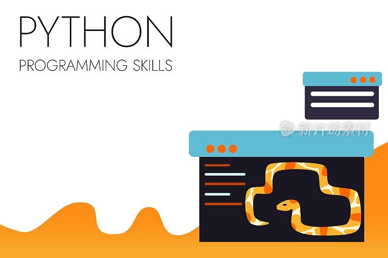 Python code language sign. Programming coding and developing concept.